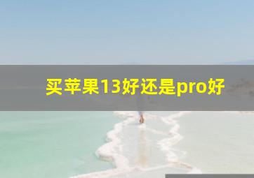 买苹果13好还是pro好