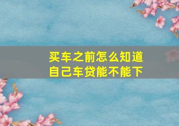 买车之前怎么知道自己车贷能不能下