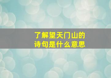 了解望天门山的诗句是什么意思