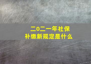 二0二一年社保补缴新规定是什么