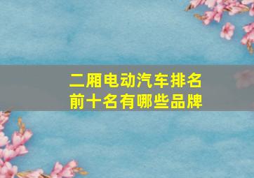 二厢电动汽车排名前十名有哪些品牌