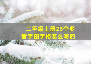 二年级上册23个多音字田字格怎么写的