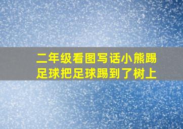 二年级看图写话小熊踢足球把足球踢到了树上