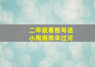 二年级看图写话小狗用雨伞过河