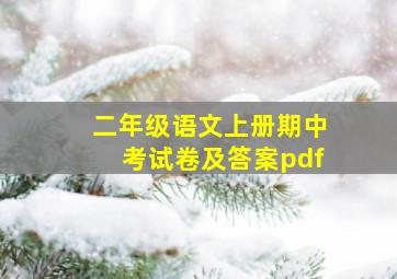 二年级语文上册期中考试卷及答案pdf