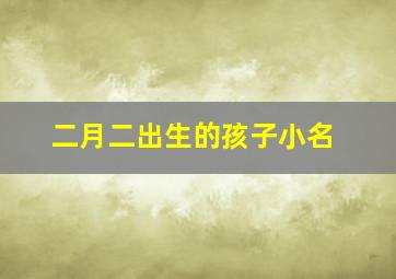 二月二出生的孩子小名