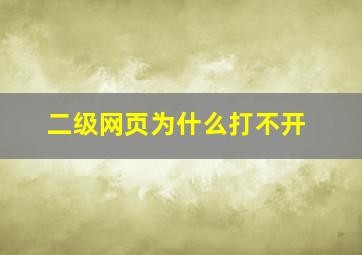 二级网页为什么打不开