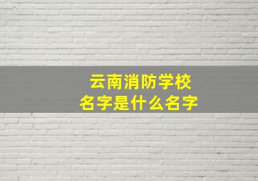 云南消防学校名字是什么名字