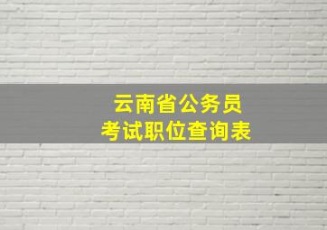 云南省公务员考试职位查询表