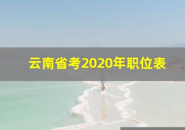 云南省考2020年职位表