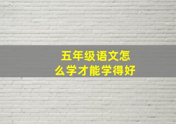 五年级语文怎么学才能学得好