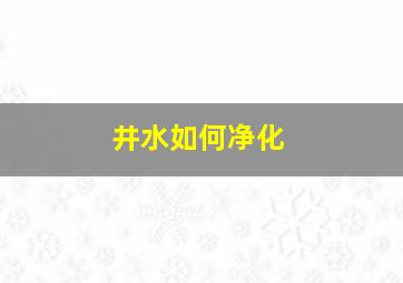 井水如何净化