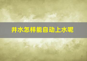 井水怎样能自动上水呢