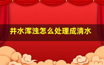 井水浑浊怎么处理成清水