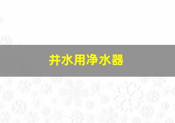 井水用净水器