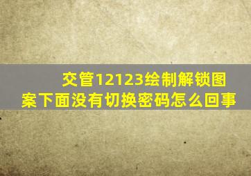 交管12123绘制解锁图案下面没有切换密码怎么回事