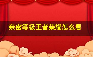 亲密等级王者荣耀怎么看