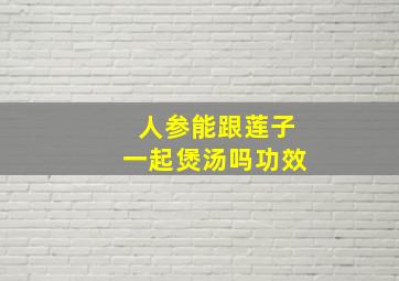 人参能跟莲子一起煲汤吗功效