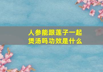 人参能跟莲子一起煲汤吗功效是什么