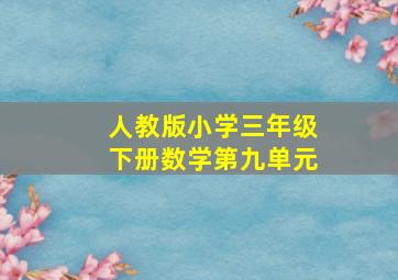 人教版小学三年级下册数学第九单元