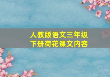 人教版语文三年级下册荷花课文内容