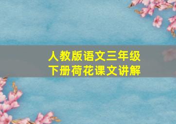 人教版语文三年级下册荷花课文讲解