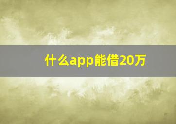 什么app能借20万