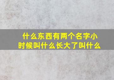 什么东西有两个名字小时候叫什么长大了叫什么