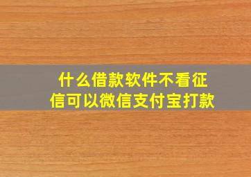 什么借款软件不看征信可以微信支付宝打款