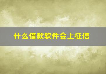 什么借款软件会上征信