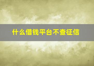 什么借钱平台不查征信