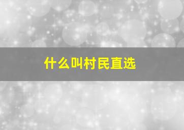 什么叫村民直选