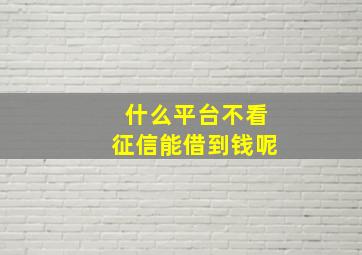 什么平台不看征信能借到钱呢