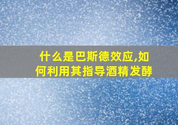 什么是巴斯德效应,如何利用其指导酒精发酵