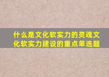 什么是文化软实力的灵魂文化软实力建设的重点单选题