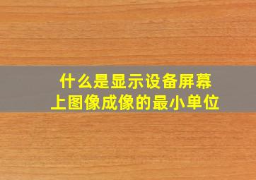 什么是显示设备屏幕上图像成像的最小单位