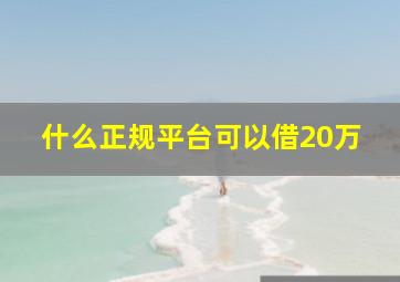 什么正规平台可以借20万