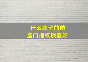 什么牌子的防盗门指纹锁最好