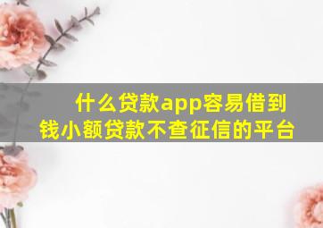 什么贷款app容易借到钱小额贷款不查征信的平台