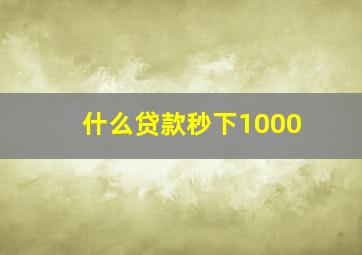 什么贷款秒下1000