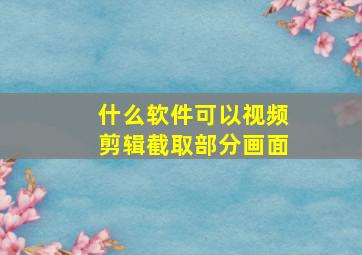 什么软件可以视频剪辑截取部分画面