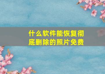 什么软件能恢复彻底删除的照片免费