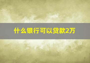 什么银行可以贷款2万