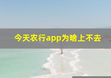 今天农行app为啥上不去