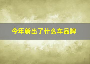 今年新出了什么车品牌