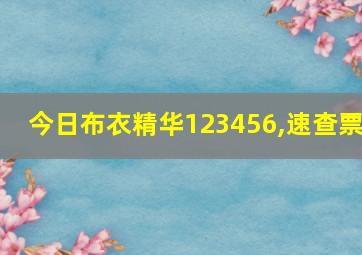 今日布衣精华123456,速查票