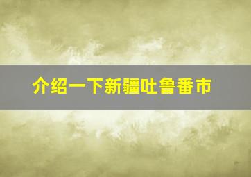 介绍一下新疆吐鲁番市