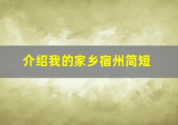 介绍我的家乡宿州简短