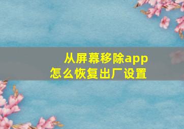 从屏幕移除app怎么恢复出厂设置