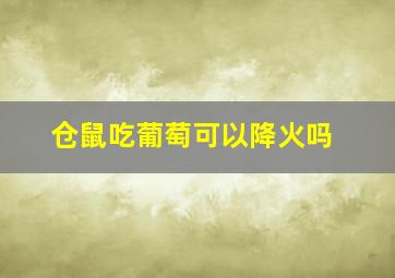 仓鼠吃葡萄可以降火吗